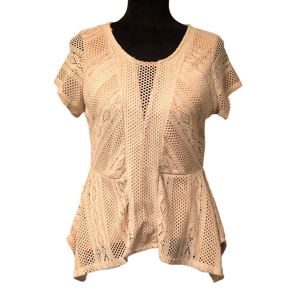 BKE Cream Lace Peplum Blouse size Large - Picture 5 of 10